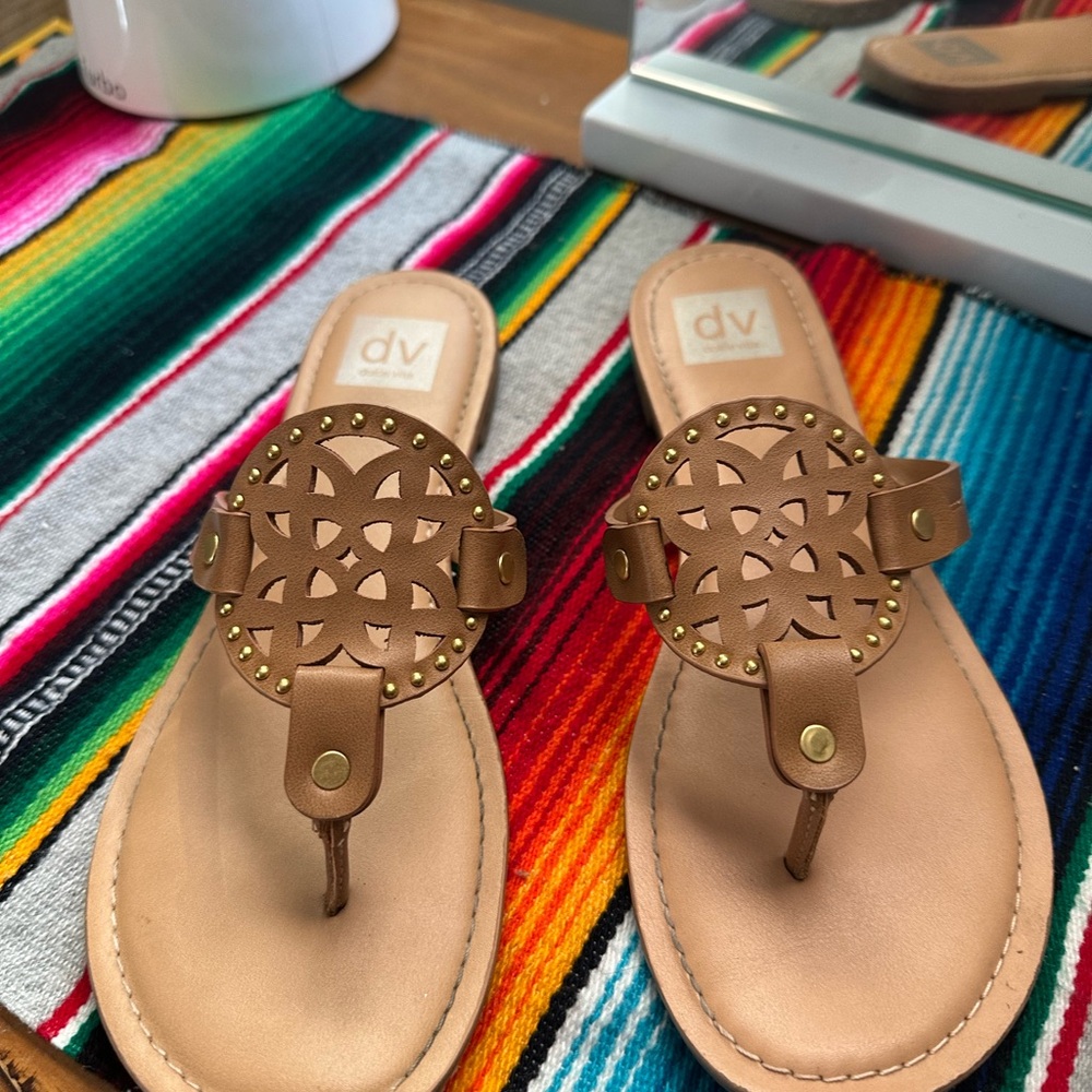 DV by Dolce Vita Women's Brown Sandals with Gold Accents